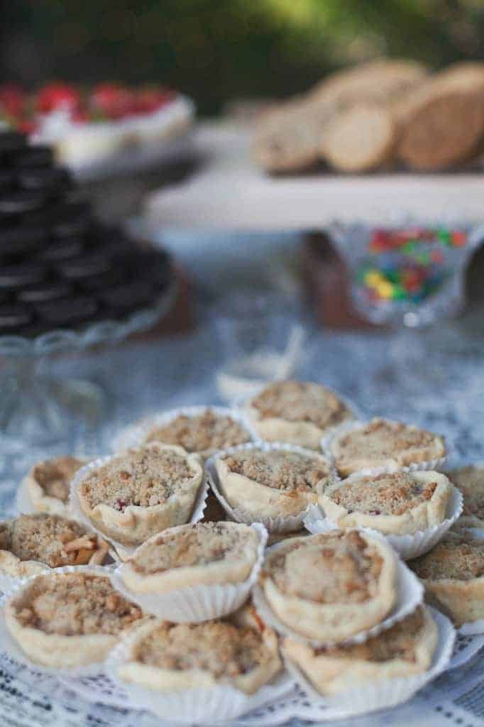 To keep costs down at our wedding, we opted for small bite sized desserts like these mini pie bites instead of a cake.