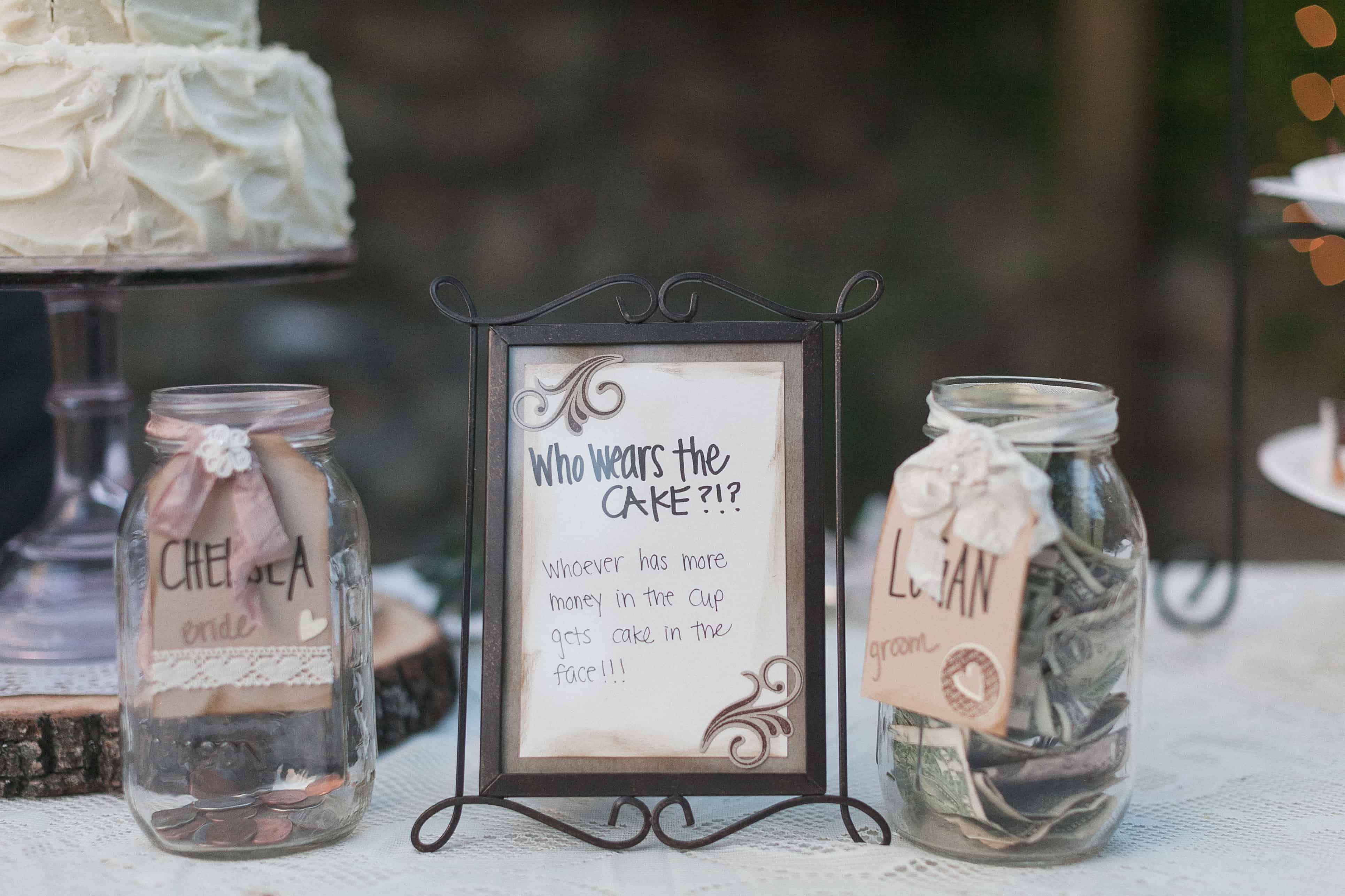 Mason jar as money dance alternative and vintage table decor