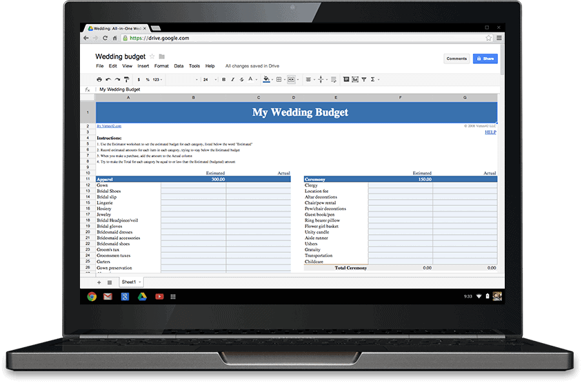 This Google Docs wedding planner template makes planning and budgeting your wedding super easy at the click of a mouse!