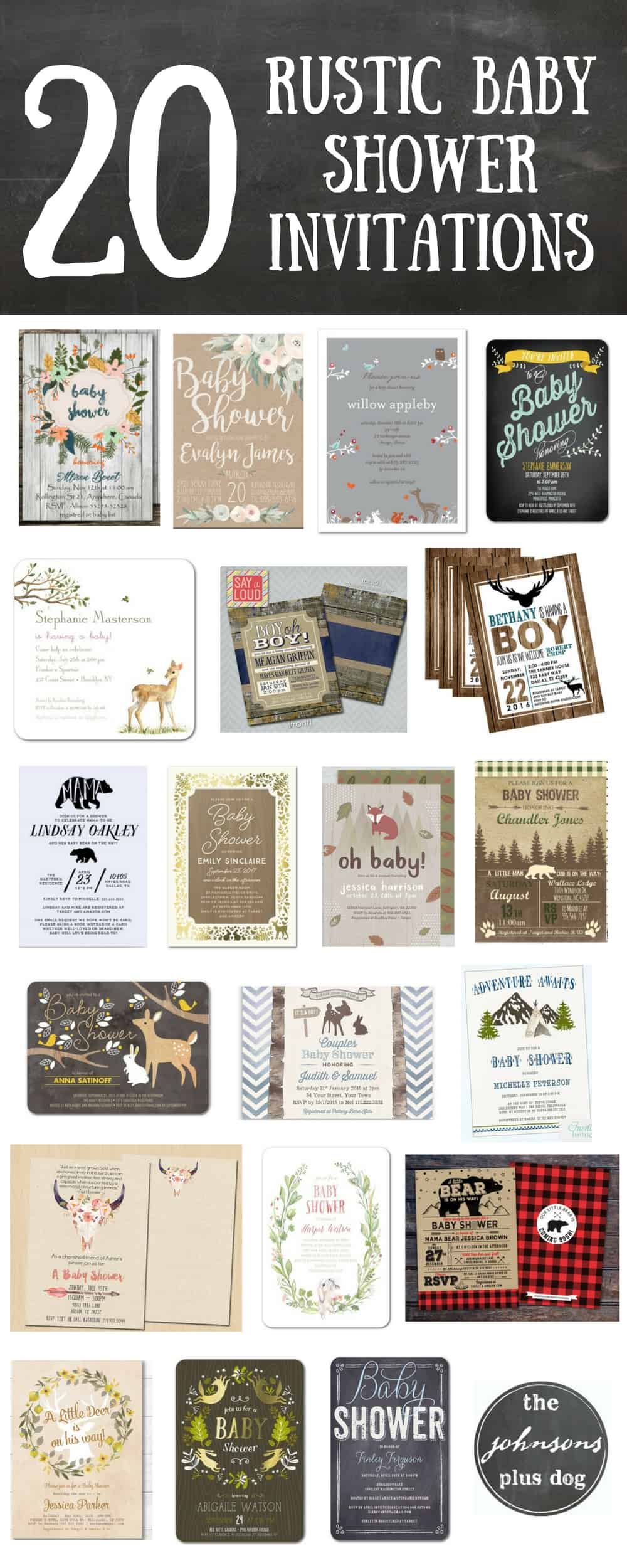 20 Rustic Baby Shower Invitations | Rustic Baby Shower Invites | Ideas for Woodland Baby Shower Invites | Bear Baby Shower | Creative Baby Shower Invites