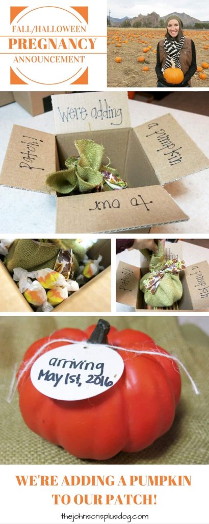 Here's a fun Fall or Halloween themed pregnancy announcement idea that's perfect for the Fall season