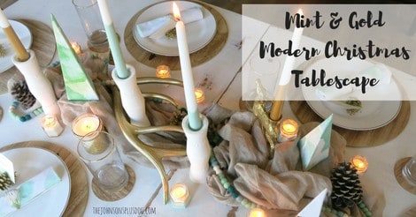 Mint & Gold Modern Christmas Tablescape | Modern Christmas | Modern Farmhouse | Farmhouse Christmas | Mint and Gold | Rustic Modern Christmas | Christmas Table Ideas | Mid Century Christmas | Table inspiration for Modern Christmas