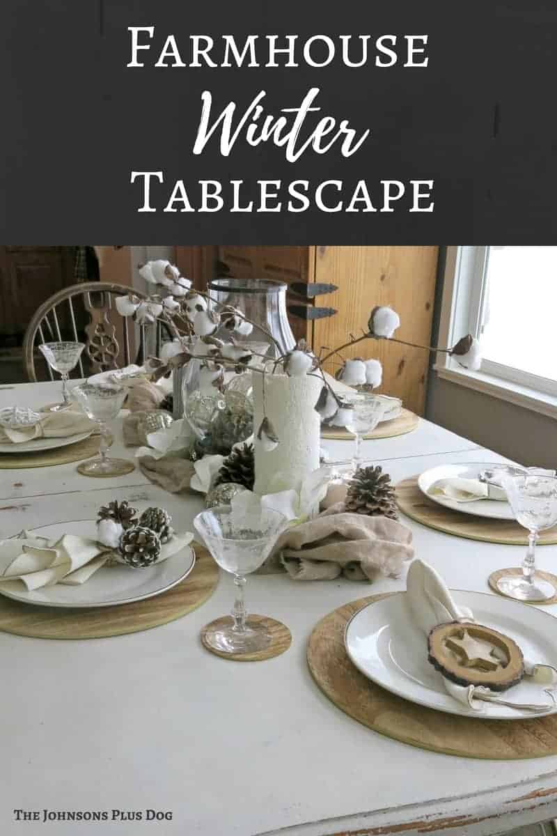 Here's how to make an easy farmhouse winter tablescape, perfect for bringing your home into the winter season