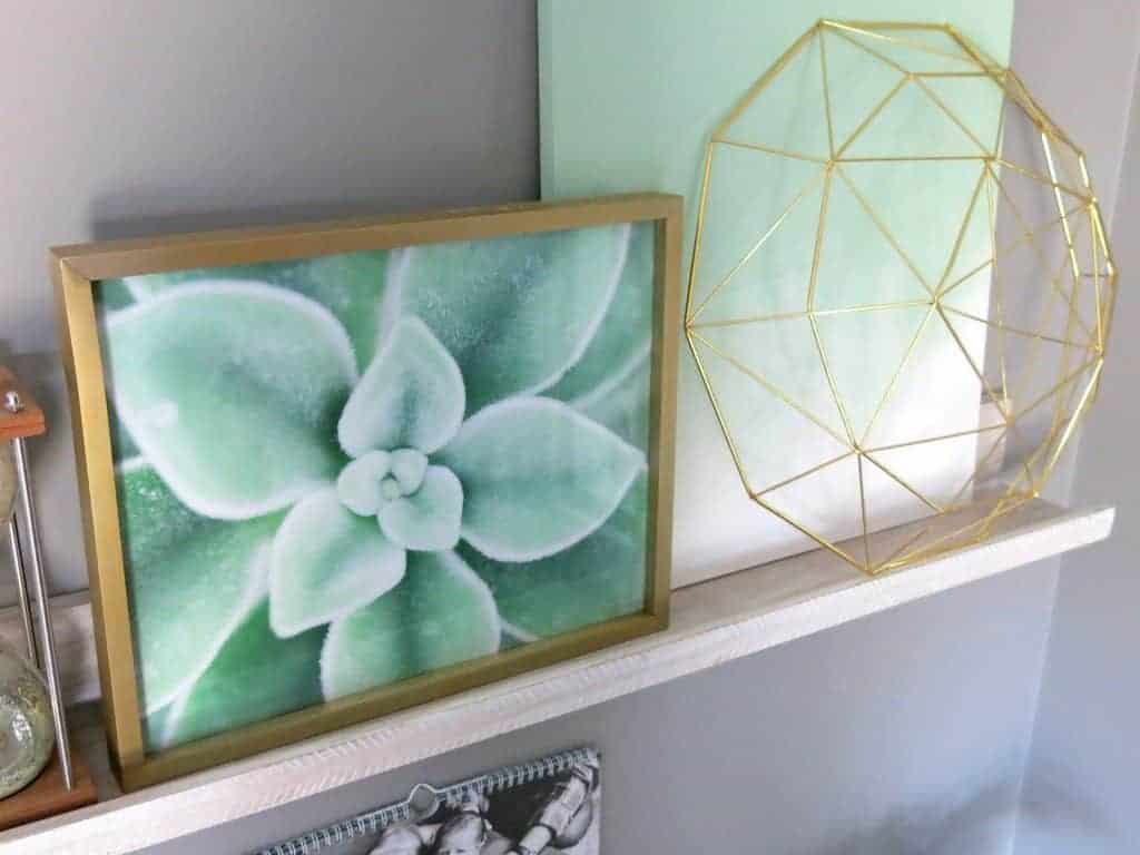 I accented my marble and gold office decor with colorful pops of mint green