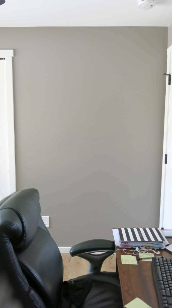 The slate-grey wall in my home office, before the marble and gold office makeover