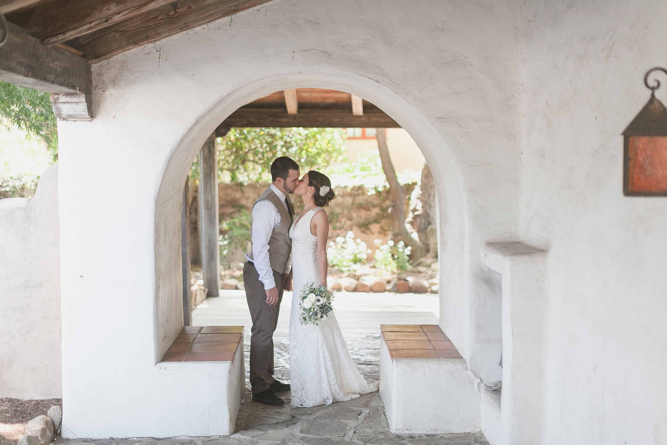 succulent bouquet, lace wedding dress | the johnsons plus dog
