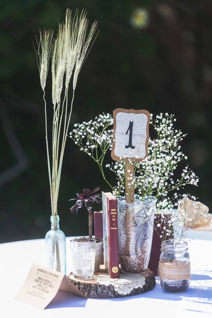 DIY wedding centerpiece with books | the johnsons plus dog