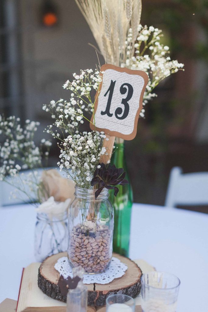 Mason jar, DIY paper flowers and vintage bottles | the johnsons plus dog