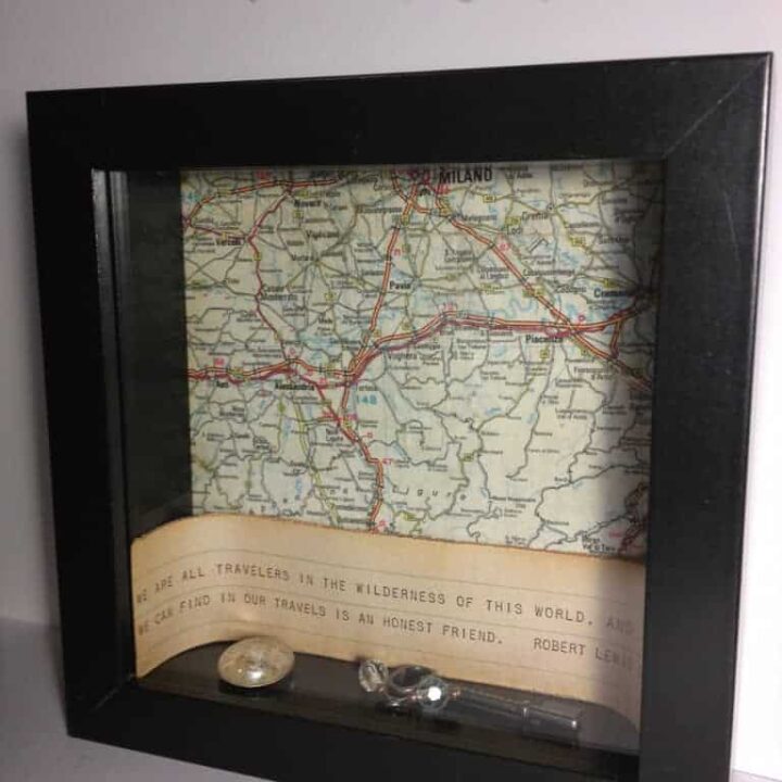 diy tutorial | how to make your own vintage map shadowbox | the johnsons plus dog