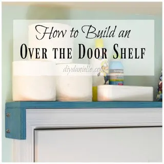 Use the space over your door frame to add a shelf for extra storage in a small bathroom