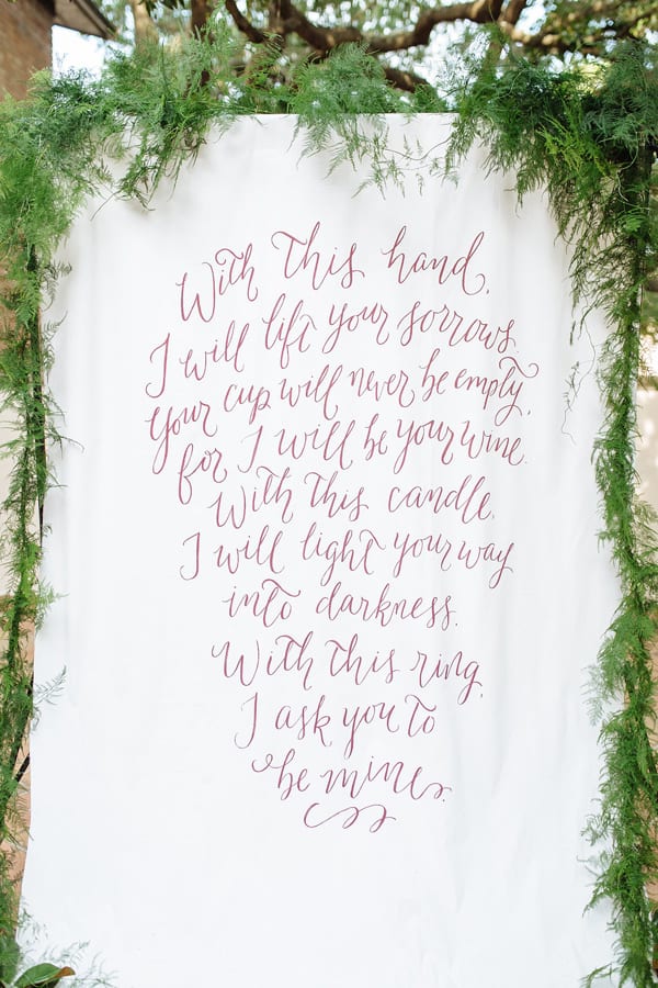 Creative Wedding Ceremony Decor Ideas | Calligraphy Backdrop for Wedding Ceremony