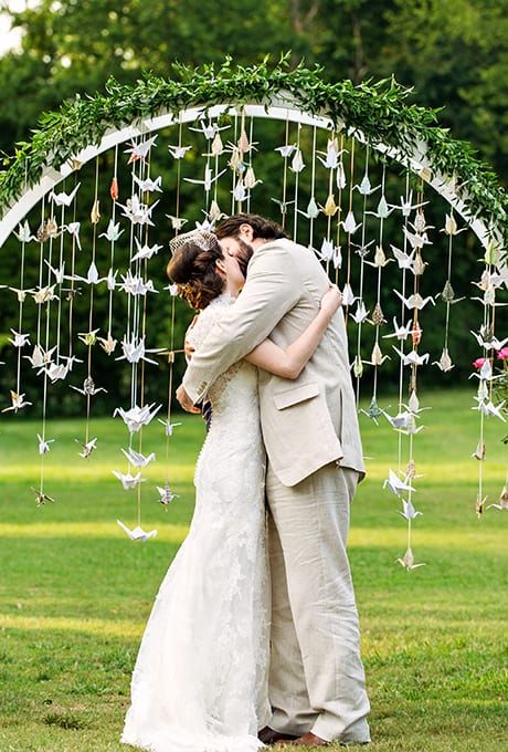 Creative Wedding Ceremony Decor Ideas | Hanging paper cranes