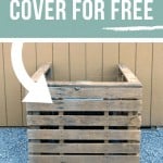 A/C unit cover using pallets with text overlay that says MAke This A/C Cover for Free Using Pallets