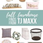 Photo collage of fall farmhouse decor with Fall Farmhouse Finds from TJ Maxx