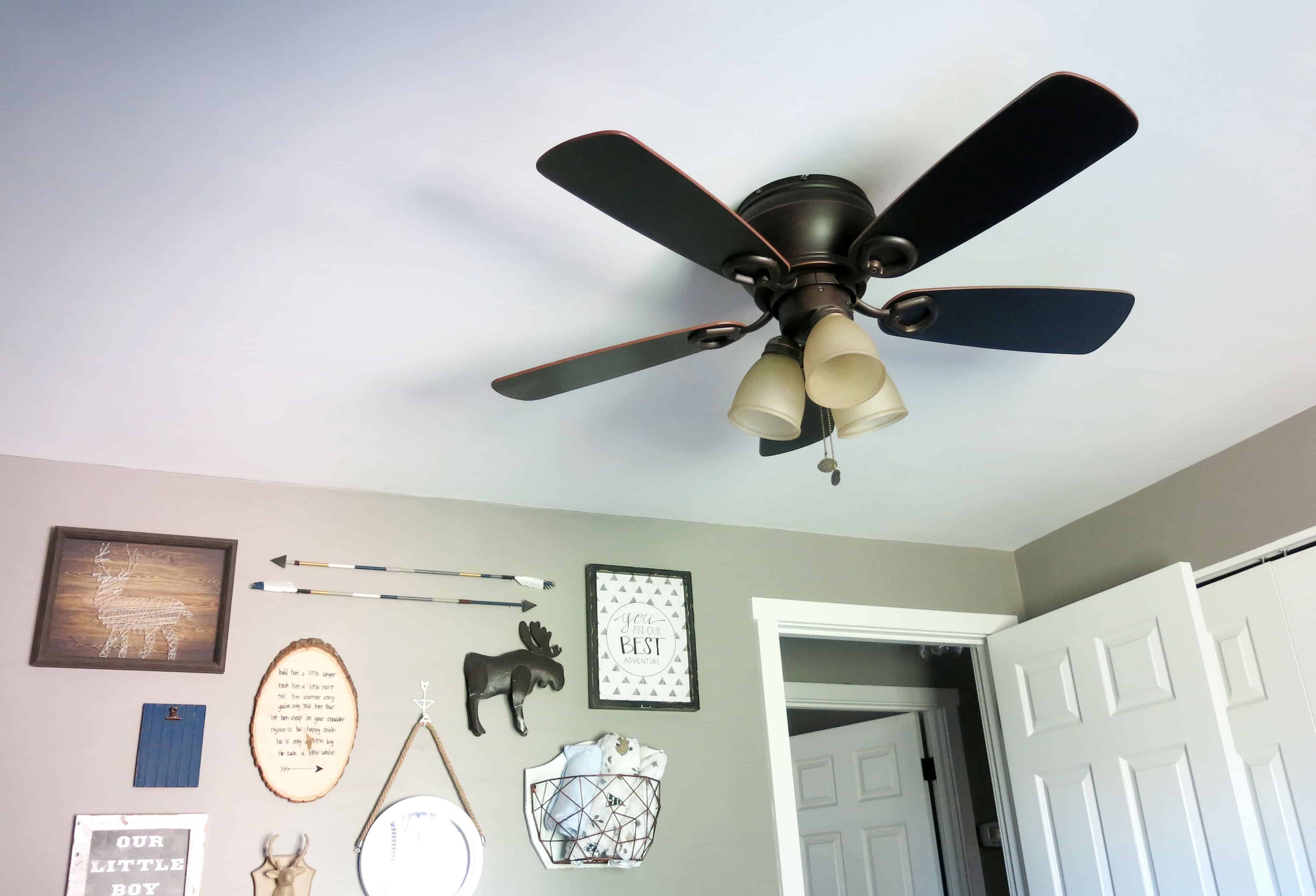 We installed new ceiling fans throughout the house, including in our son's room.
