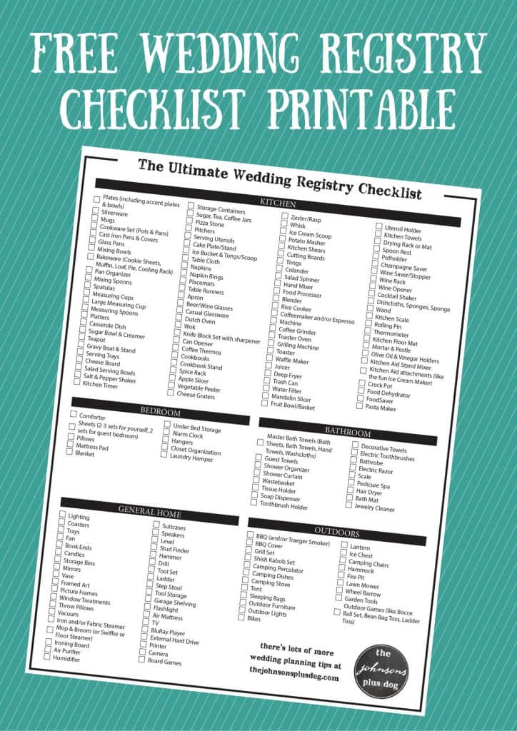 Wedding Registry Checklist | What To Register For | Everything you need on your wedding registry | Wedding Registry List | Wedding Registry Checklist Printable | Free Printable | Free Download