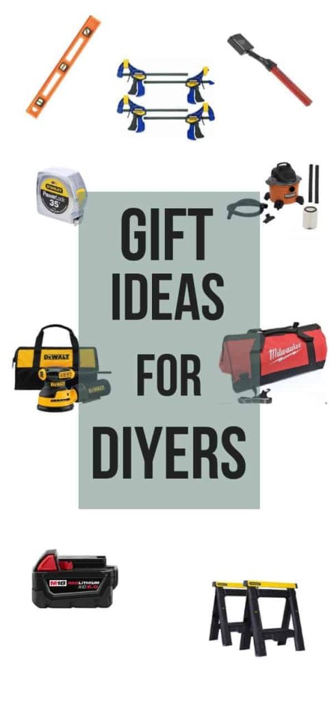 Tools in a collage with text overlay that says gifts for DIYers