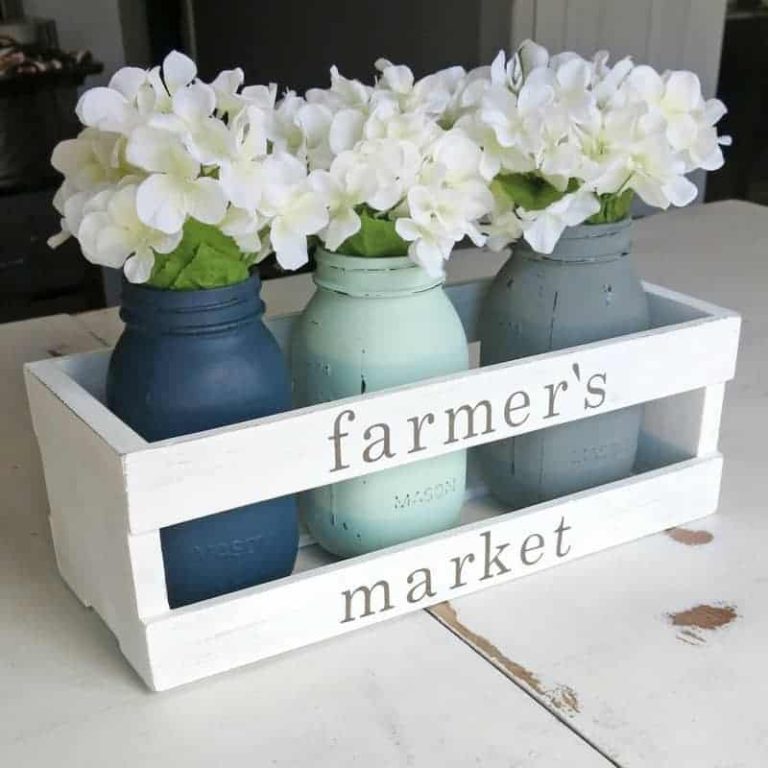 Farmhouse Centerpiece | Easy Wooden Crate Craft with Mason Jars