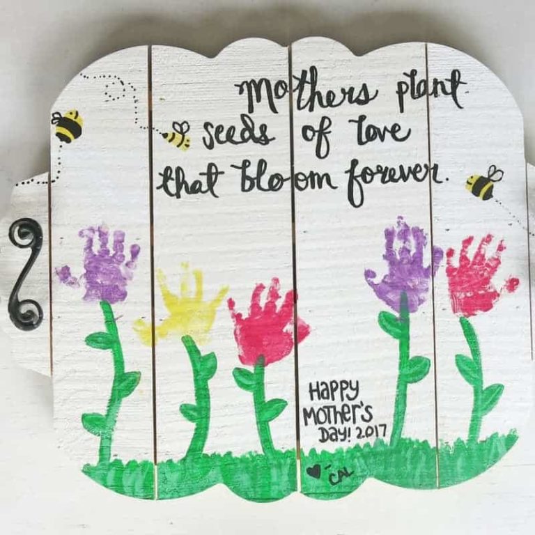 Mother’s Day Serving Tray with Kid’s Handprints