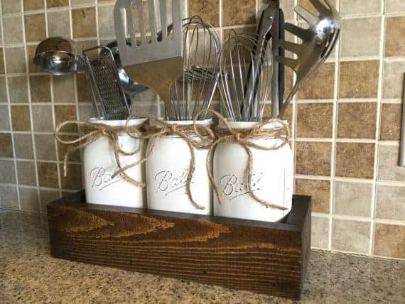 Kitchen utensil holder for home storage solution.