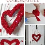 Collage of valentine's day wreath with text overlay that says Valentine's Day Wreath