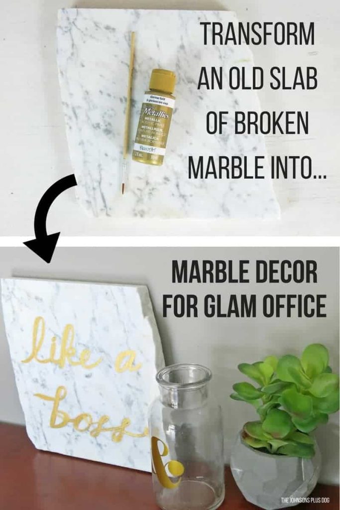 How to transform a broken marble slab into glam office decor in just a few simple steps! 