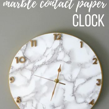 Marble Contact Paper Clock | DIY Clock with Contact Paper | Crafts with Contact Paper | How to make a clock | Clock making | Clockmaking with contact paper | Put contact paper on a wood round to make clock | Make your own clock | Clock for office | Clock for modern office | Marble and gold clock | Clock for modern glam office