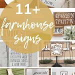 shows 7 or so different farmhouse signs with overlay text that says 11+ farmhouse signs
