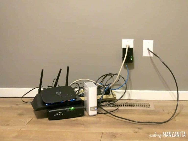 How To Hide Router and Modem Cords With A Mid-Century Side Table