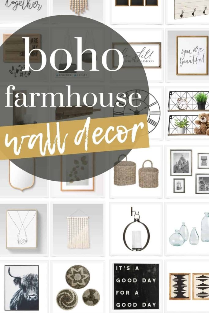 These wall decor products all fit together to create a boho farmhouse gallery wall that has so much character and style. 