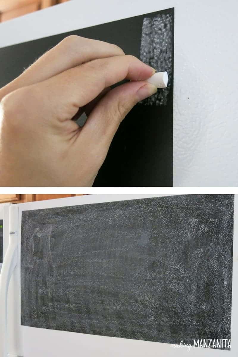 Always season your chalkboard surface before using it for the first time. All you do is take a piece of chalk and turn it on its side and rub it all over and multiple directions. Then erase! | How to season your chalkboard | How to prep your chalk board surface 