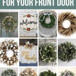 Collage of 12 different farmhouse wreaths with text overlay that says Farmhouse Wreaths For Your Front Door