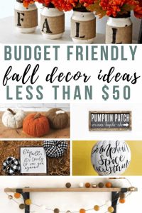 picture of decoration with text overly saying budget-friendly fall decor ideas