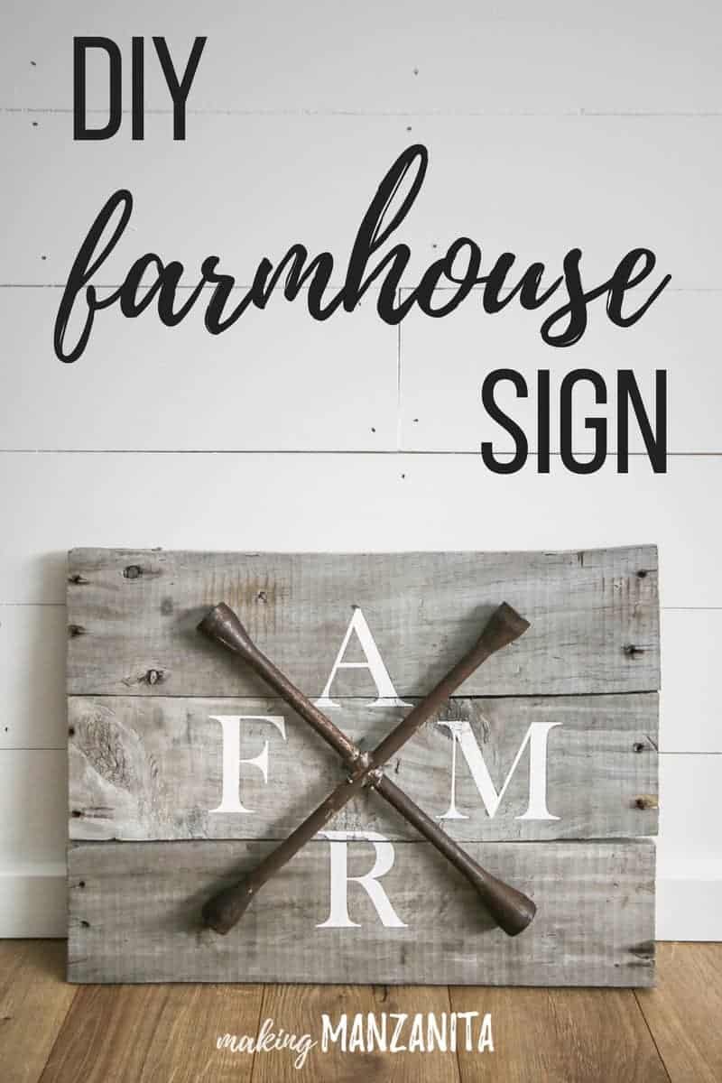 DIY wood farmhouse style FARM sign made from reclaimed pallet wood and recycled lug wrench - an easy DIY to add to your farmhouse style home!