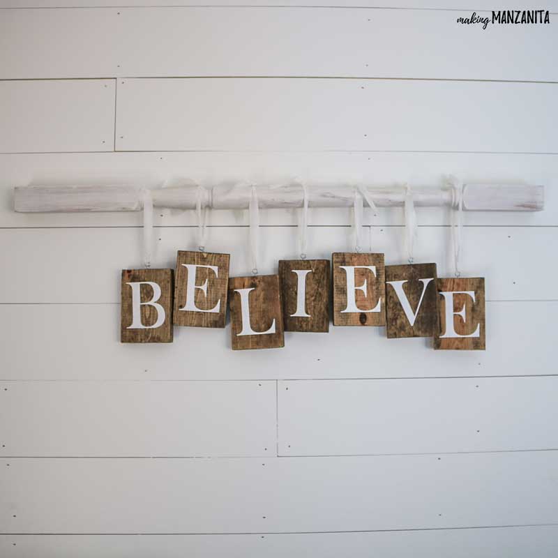 This farmhouse style BELIEVE sign is a simple DIY project you can make for your home