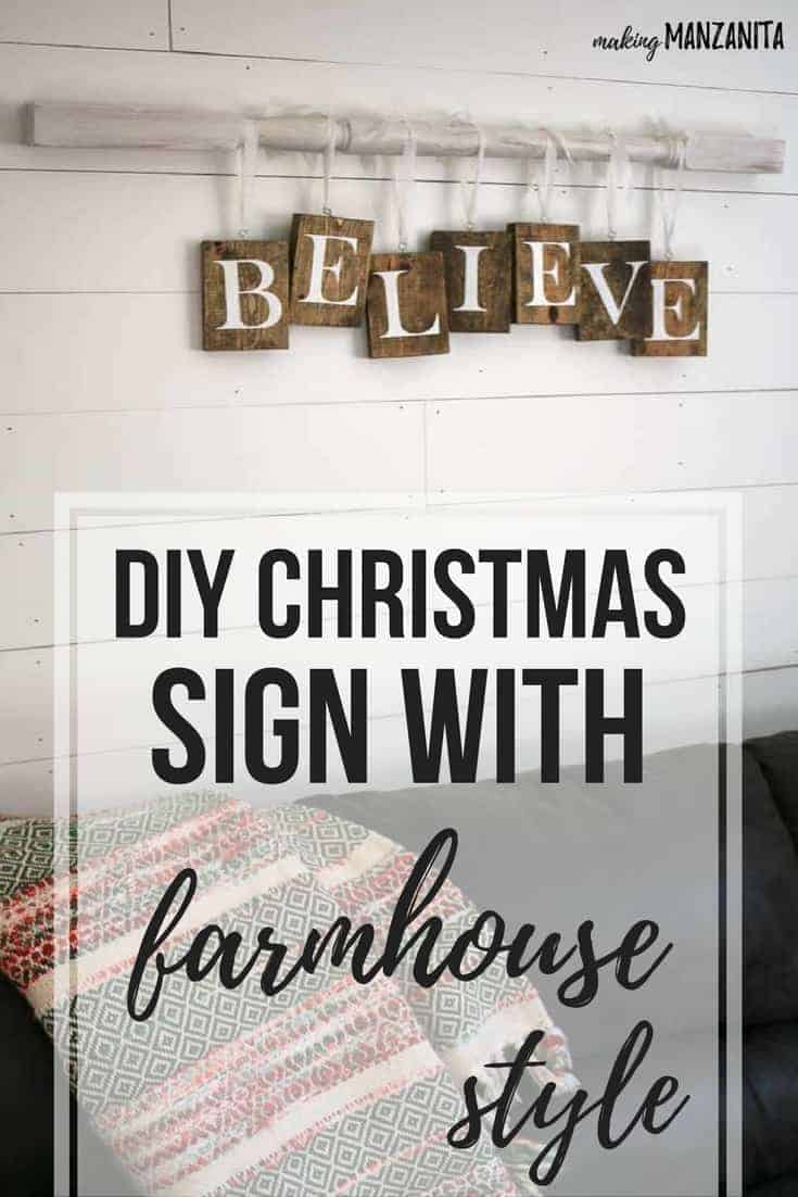 How to make a farmhouse style BELIEVE Christmas sign that's perfect for your farmhouse style decor!