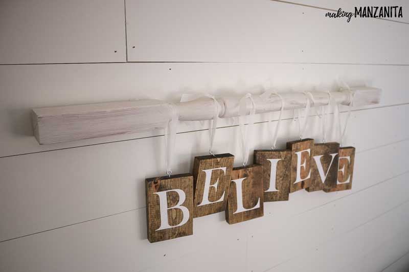 This DIY BELIEVE Christmas sign adds the perfect touch of farmhouse style to your home