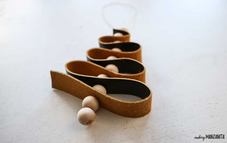 DIY Leather Ornaments – Mini Christmas Tree with Wood Beads