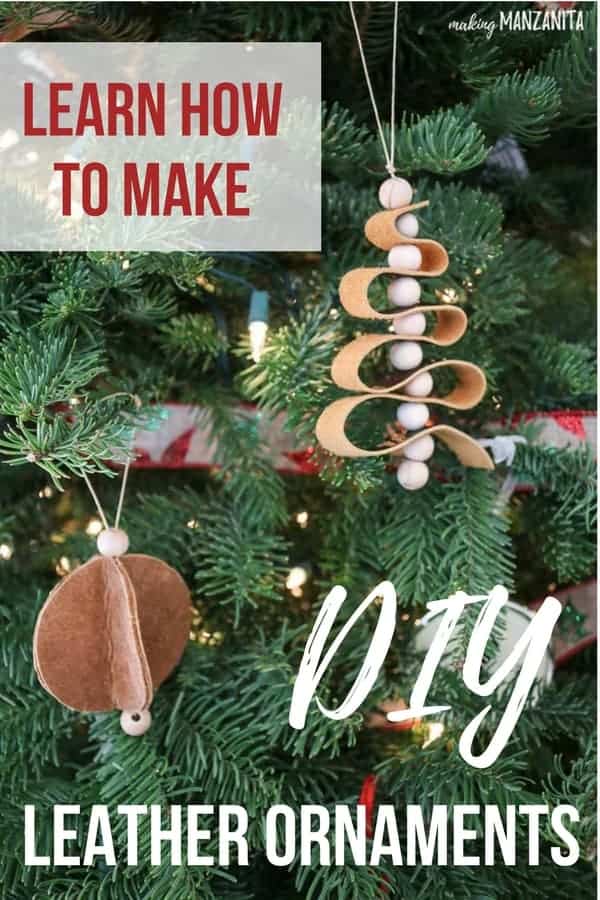 Learn how to make easy DIY leather Christmas ornaments!