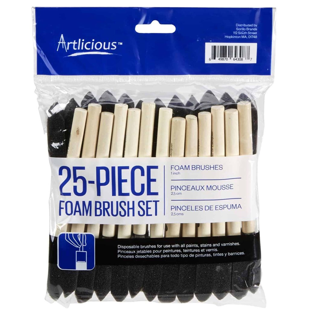 Package of 25 foam brushes for painting and crafting