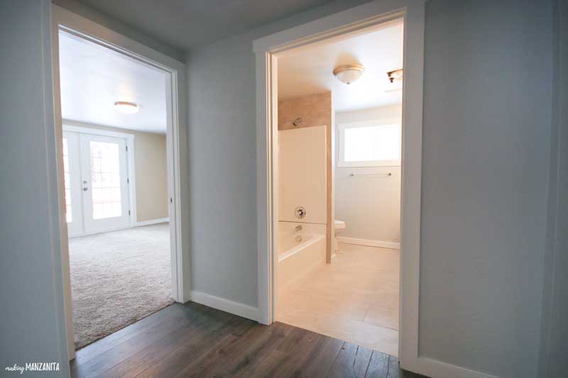 Old doorway and hallway between the bedroom and the bathroom