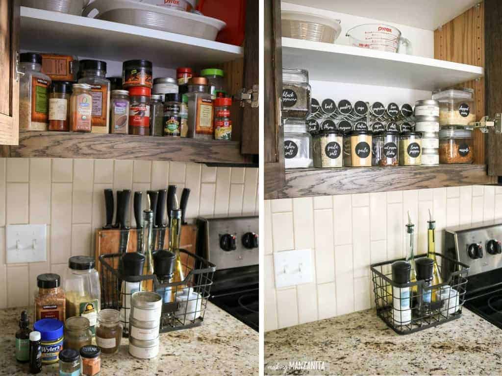 Spice cabinet organization before and after #ad