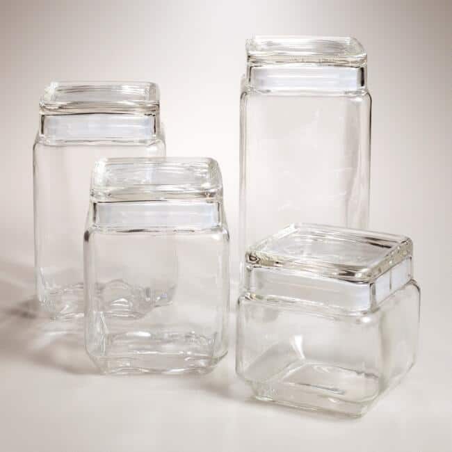 Empty stackable glass jars from World Market