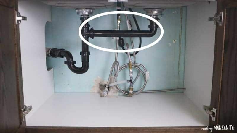 Tailpiece under kitchen sink