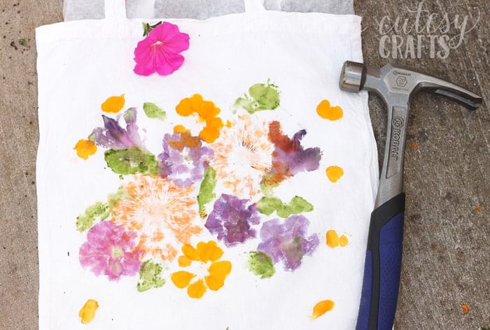 A pounded flower tote bag is a creative and beautiful homemade mother's day gift