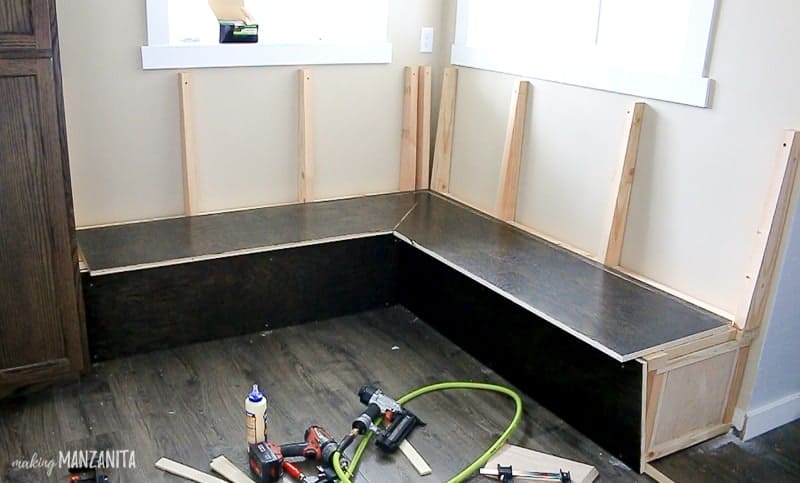 Half built bench seating in kitchen 