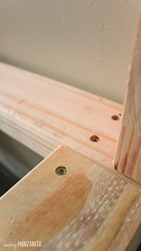 Close up shot of 2x4 framing screwed together