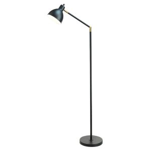 articulating antique brass and black metal floor lamp