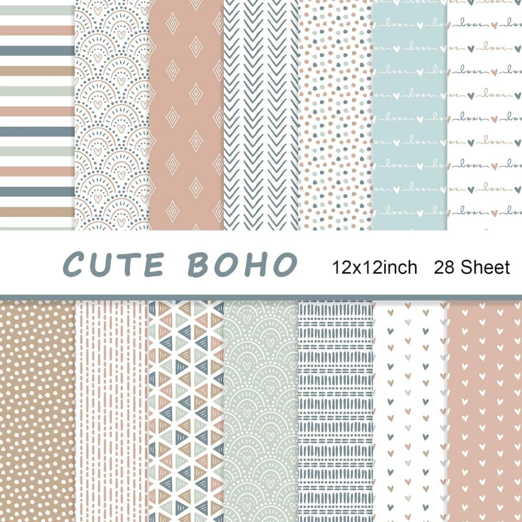 Cute boho scrapbook paper in 12x12 size