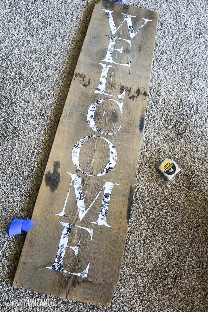 Planning out tall welcome sign for front door 